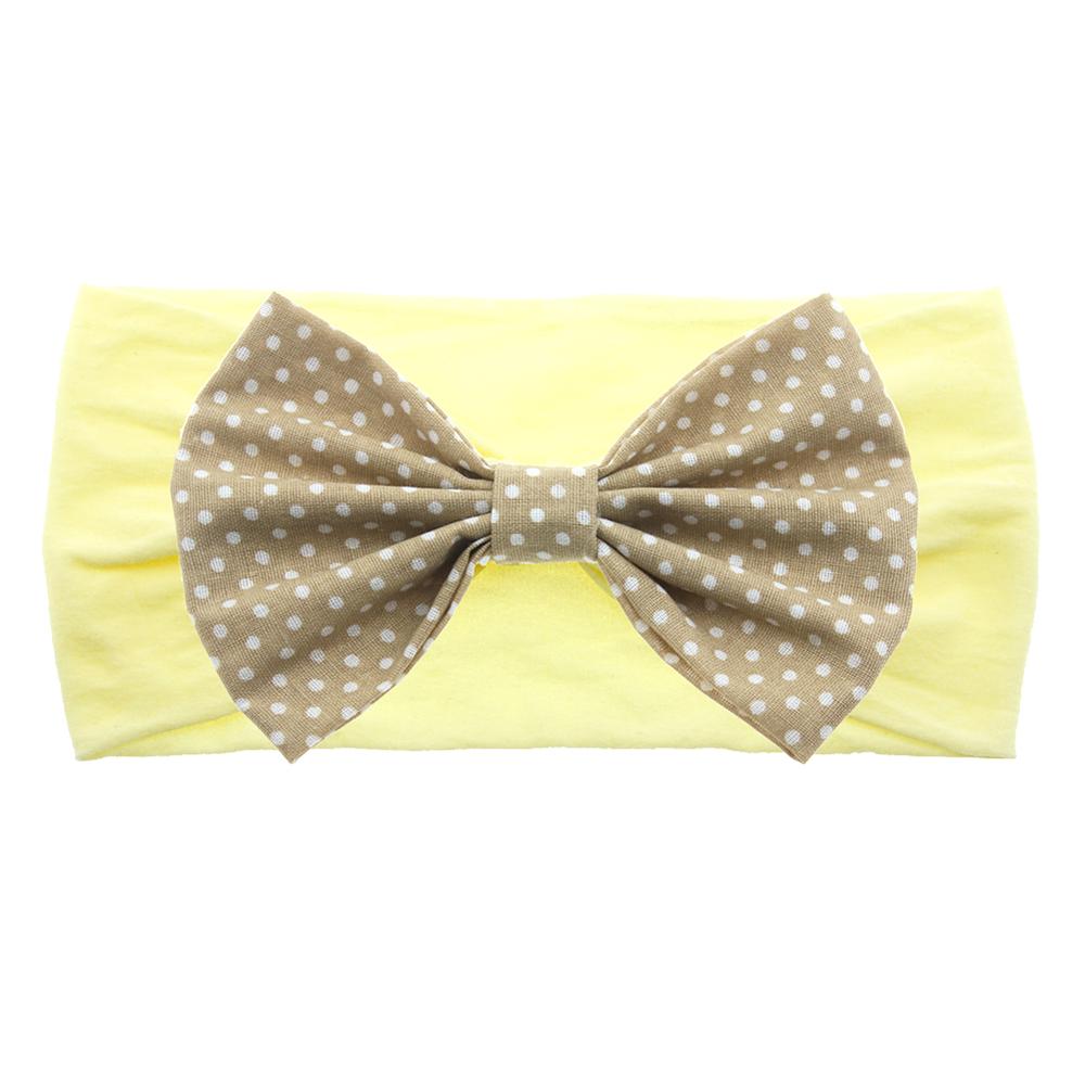 Bomullsrosett pannband flickor pricktryckt knut slips khaki nylon hårband barnfest håraccessoarer huvudinpackning: L