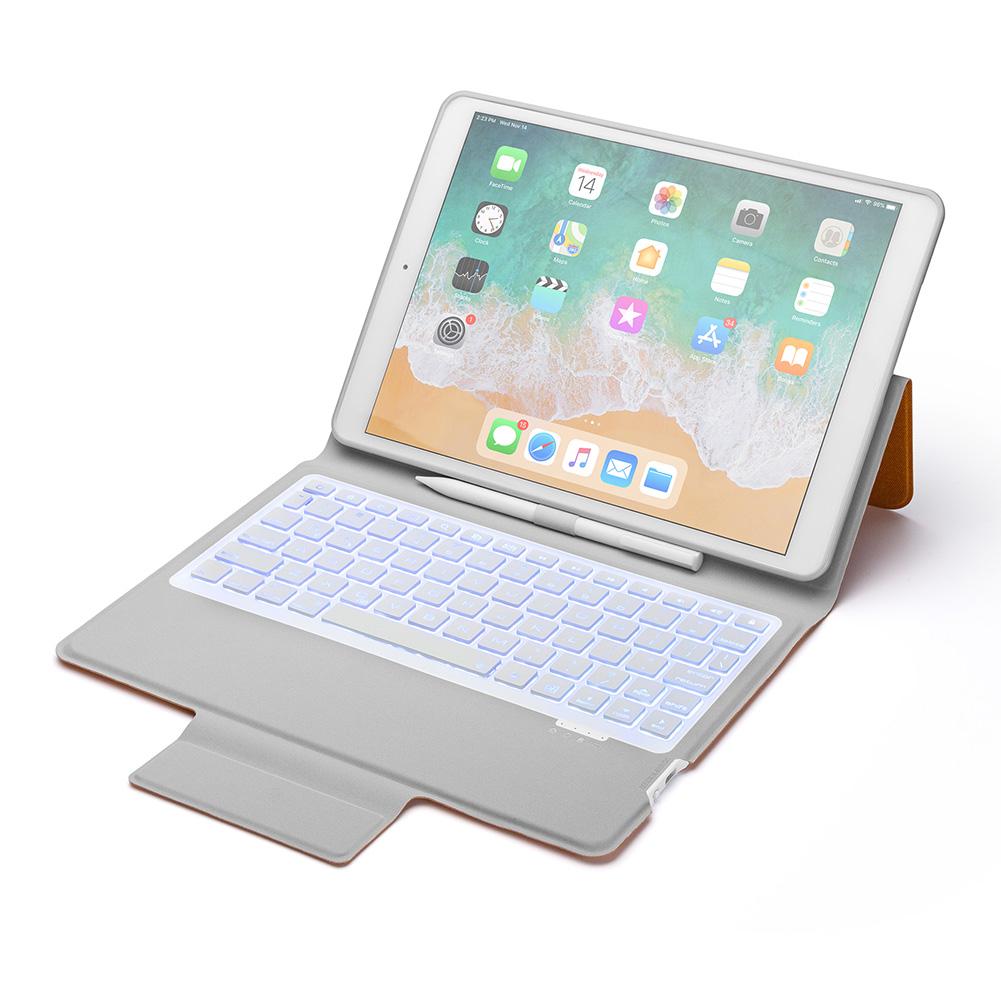 Durable Tablet Keyboard Classic Delicate Bluetooth Wireless Colorful Backlight Flip Leather Case Keyboard for iPad