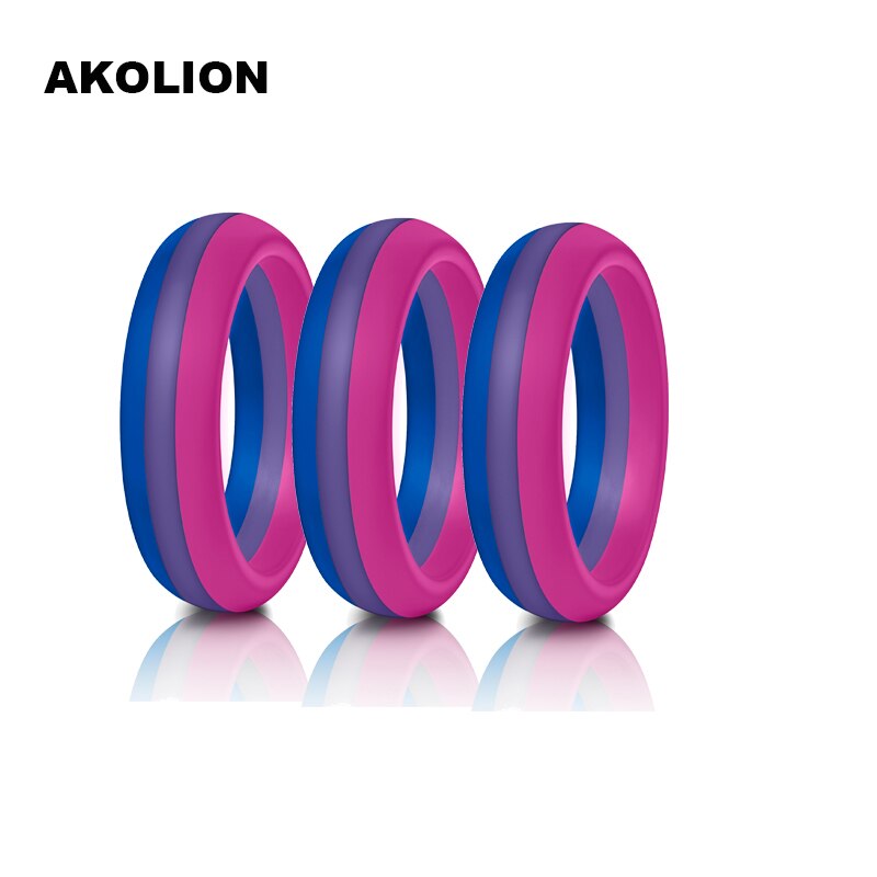 3PCS a lot Man Bisexual Pride Ring Silicone Wedding Round Solid Environmental Cool Comfortable Rings SR-0001