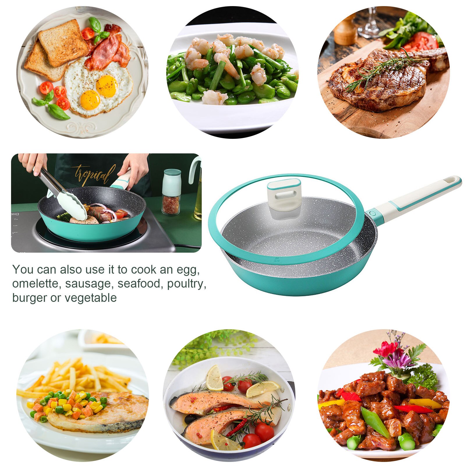 Küche Pfanne Antihaft-pfanne Beschichtung Boden Weichen Griff Aluminium Induktion Herde Kochen Pfanne 26cm