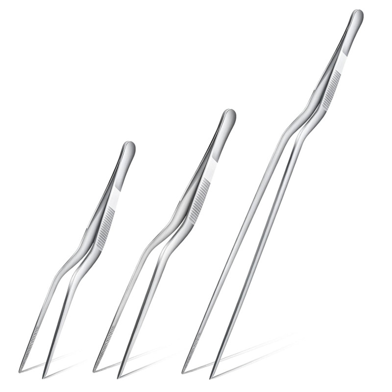 Pinces de Chef de cuisine de précision en acier inoxydable, 3 tailles, pincettes pour la cuisine des aliments, pique-nique Barbecue, décoration de gâteaux 14cm 16cm 20cm