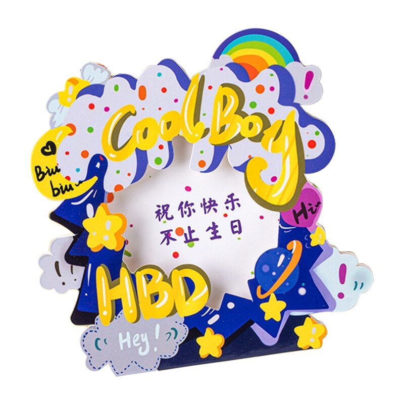 3D Pop hoch Geburtstag Karte Foto Rahmen Karte Karikatur Bär Erdbeere Segen Karten für freundlicher Jungen Mädchen Geburtstag Segen Karten: Blau
