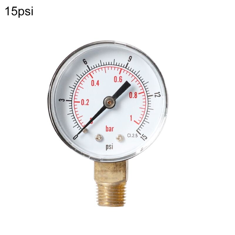 Trykkmåler 52mm 1/4 "bspt vertikal 15,30,60,100,150,300 psi & bar bunnfeste: Svart