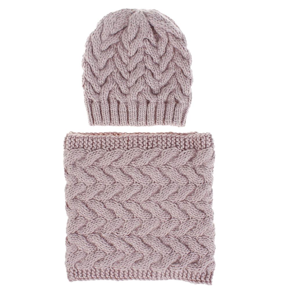 Winter muts sjaal set voor meisjes dames gebreide muts met zoom, muts, muts, casual warme muts, echarpe bonnet femme  #3f: Roze