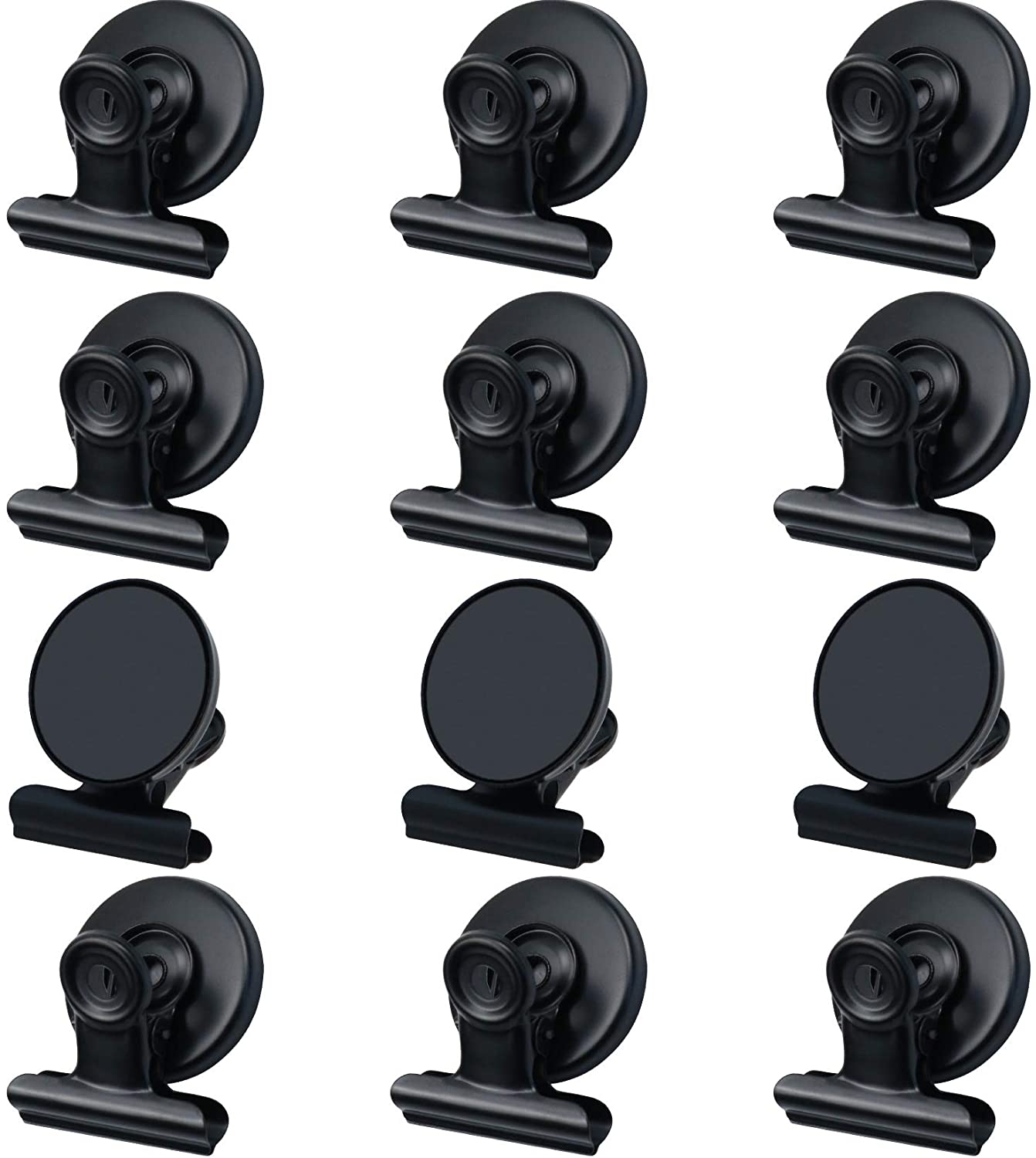 12Pack Magneten Koelkast Magneten Magnetische Clips Duty Gedetailleerde Lijst Display Papier Bevestigingsmiddelen Op Thuis &amp; Kantoor &amp; Onderwijs: Black