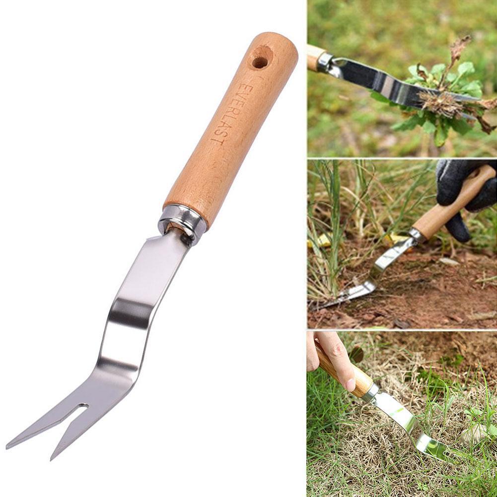 Multifunction Weeder Transplant Wood Handle Steel Garden Weeder Hand Weeding Removal Cutter Dandelion Puller Tools