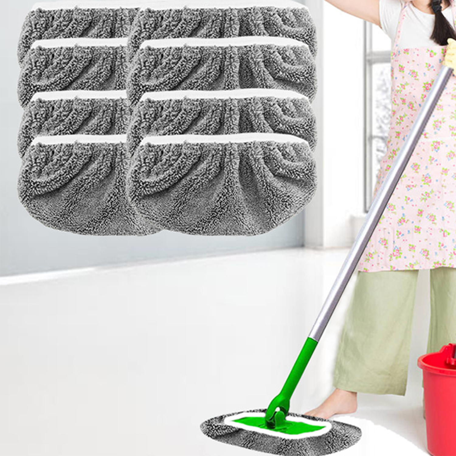 Wiederverwendbare Mikrofaser-Mopp-Pads, graue Möbel, Bodenkehrmaschine, Nass- und Trockenreinigungstücher, Moppkopf, Ersatz, waschbares Lappenhandtuch