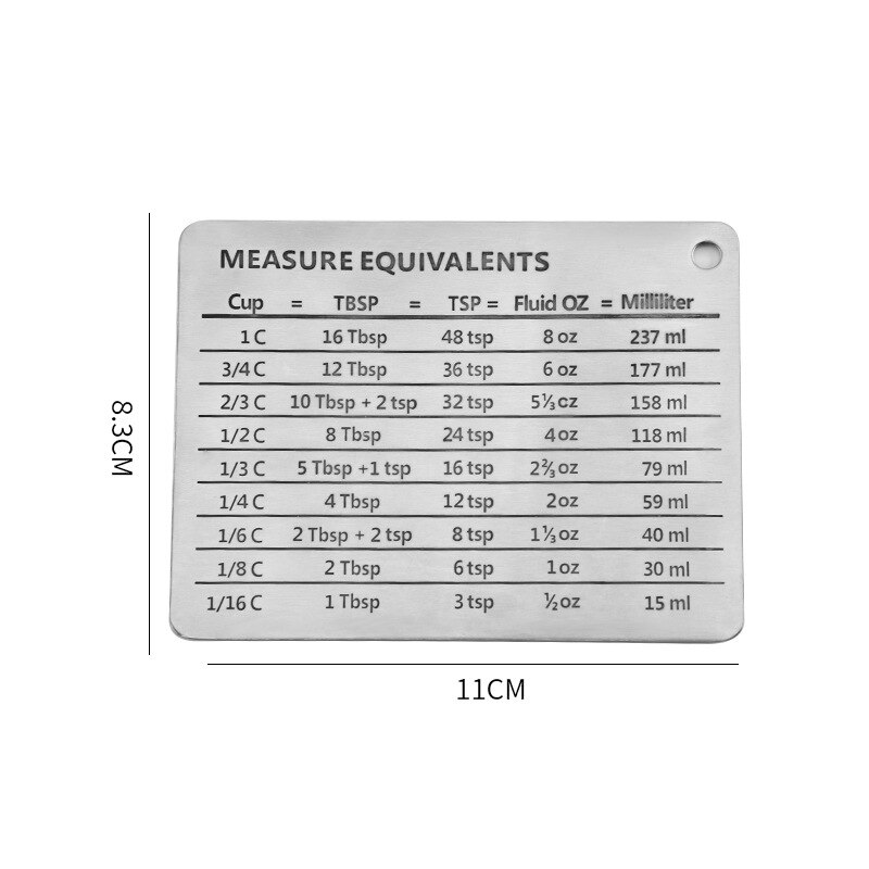 Stainless Steel Scale Plate Baking Unit Conversion Table Measuring Spoon Measuring Cup Control Ruler Baking Utensils