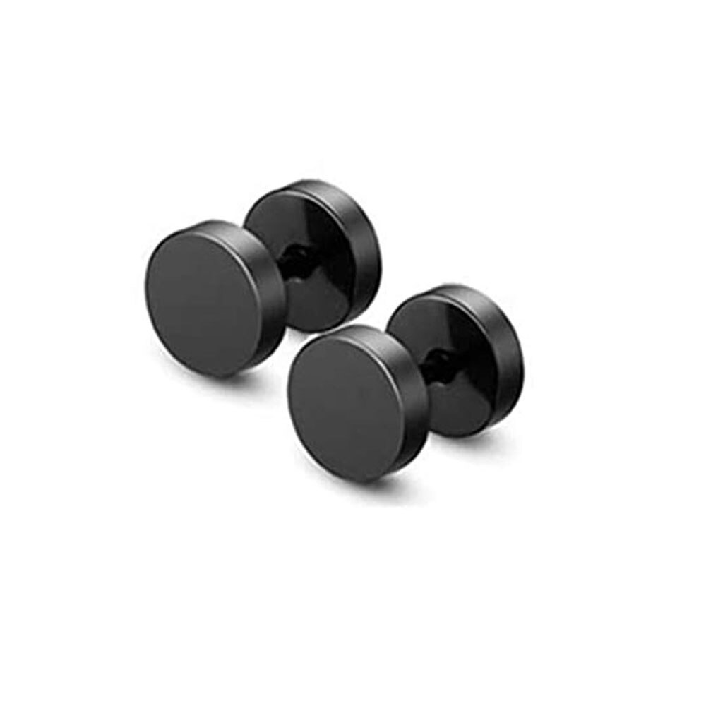 1 Pair Black Stud Earrings Mens Earrings Stainless Steel Black Earrings for Men Women Jewelry Piercing Hoop Earrings Set: Style 8