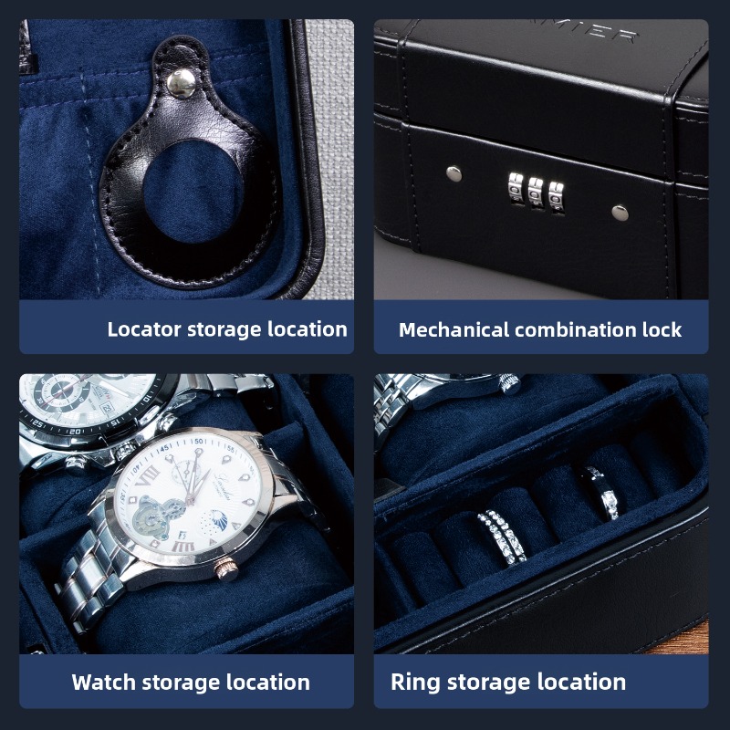 Leren horlogedoos Luxe herenhorloges Opbergkoffers Draagbare polshorloge-organizer Geschenkdozen Horloges Reiskoffers met slot