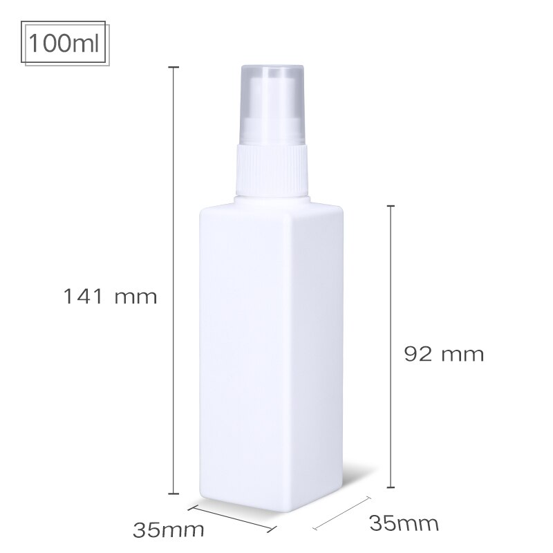 Umetass firkantet fin tåge sprayflaske 50ml 100ml pe plast kosmetikbeholdere tomme rejseflasker 1 stk.: 100ml hvide