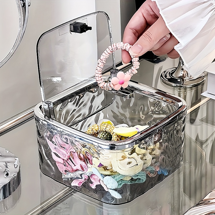 Organizador de accesorios para el cabello, caja de almacenamiento, organizador de lazos para el cabello acrílico transparente para diadema, lazos, organización de hisopo de algodón, baño