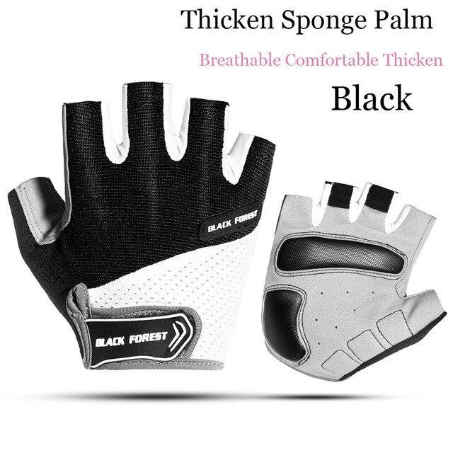 Guantes antideslizantes de medio dedo para levantamiento de pesas y fitness, guantes para ciclismo al aire libre, guantes para bicicleta de montaña, guantes para andar en bicicleta: Black / XL