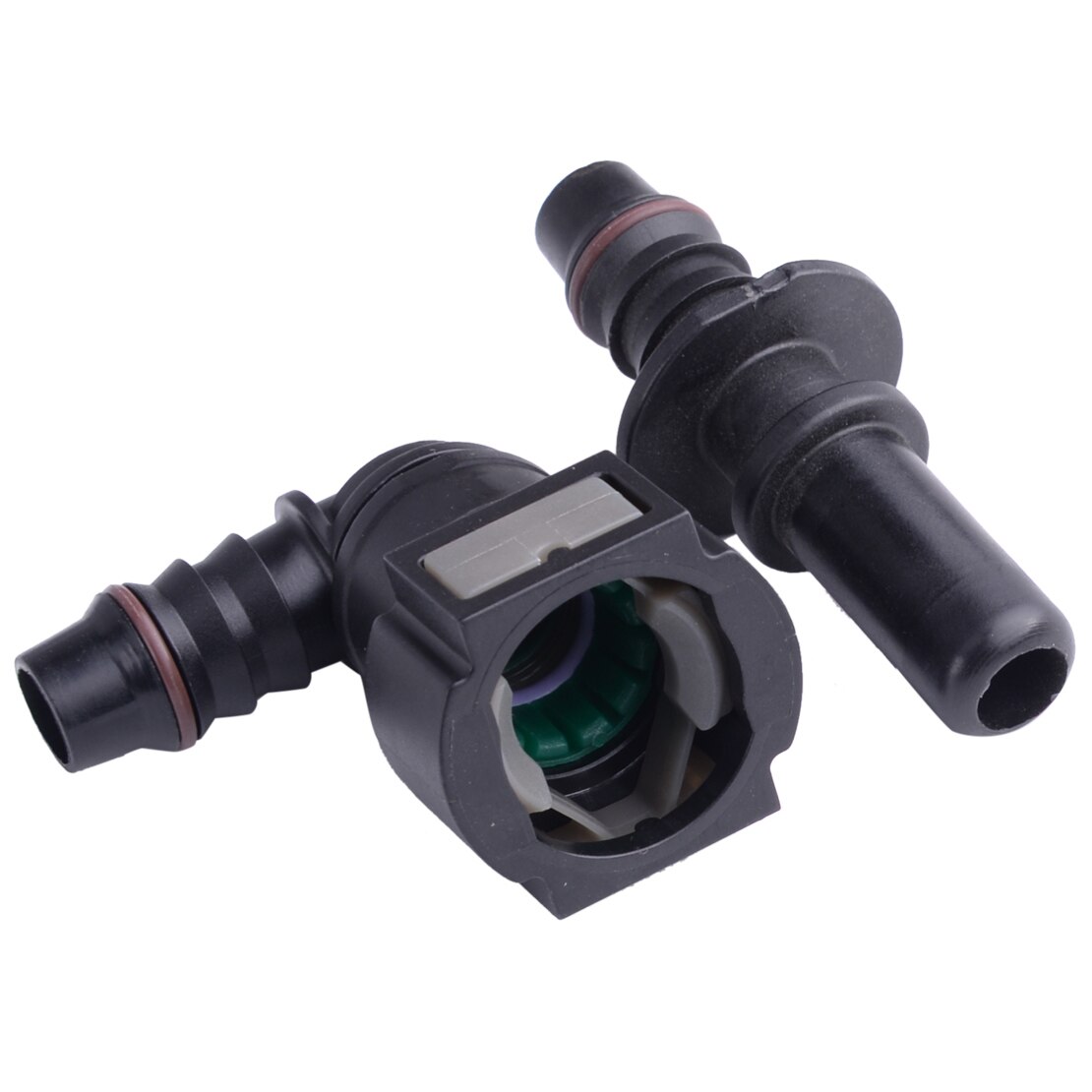 beler Male 11.8MM SAE &amp; Female 3/8&quot; 10MM Elbow Quick Release Disconnect Connector for Nylon Fuel Line Rubber Hose Coupler