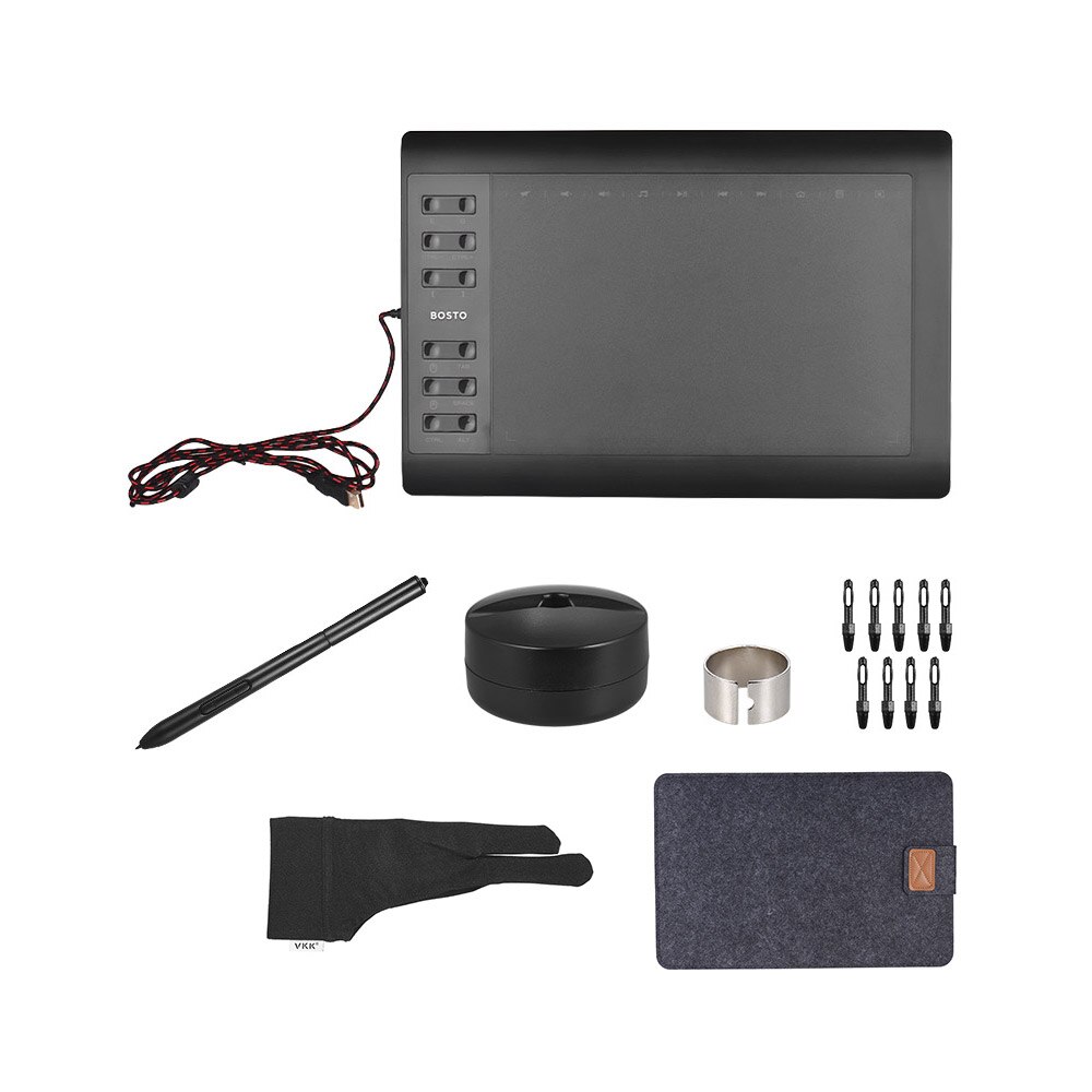 Bosto 1060 Plus Digital Graphic Drawing Painting Animation Tablet Pad 10'' * 6'' Working Area 8192 Level Pressure Sensitivity