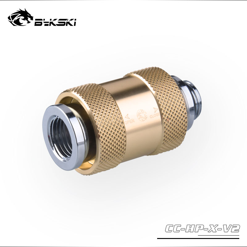 Bykski Hand Push Valve Switch G1/4 Thread Male to Famale Flat + Mini Dual External Thread Water Stop fittings CC-HP-X-V2