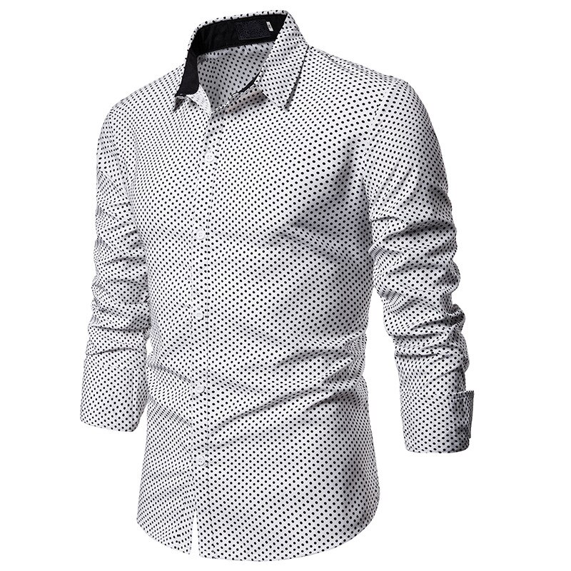 Herfst Mannen Slim Fit Stip Shirt Mannelijke Lange Mouwen Gedrukt Casual Zaken Shirt Tops S-2XL