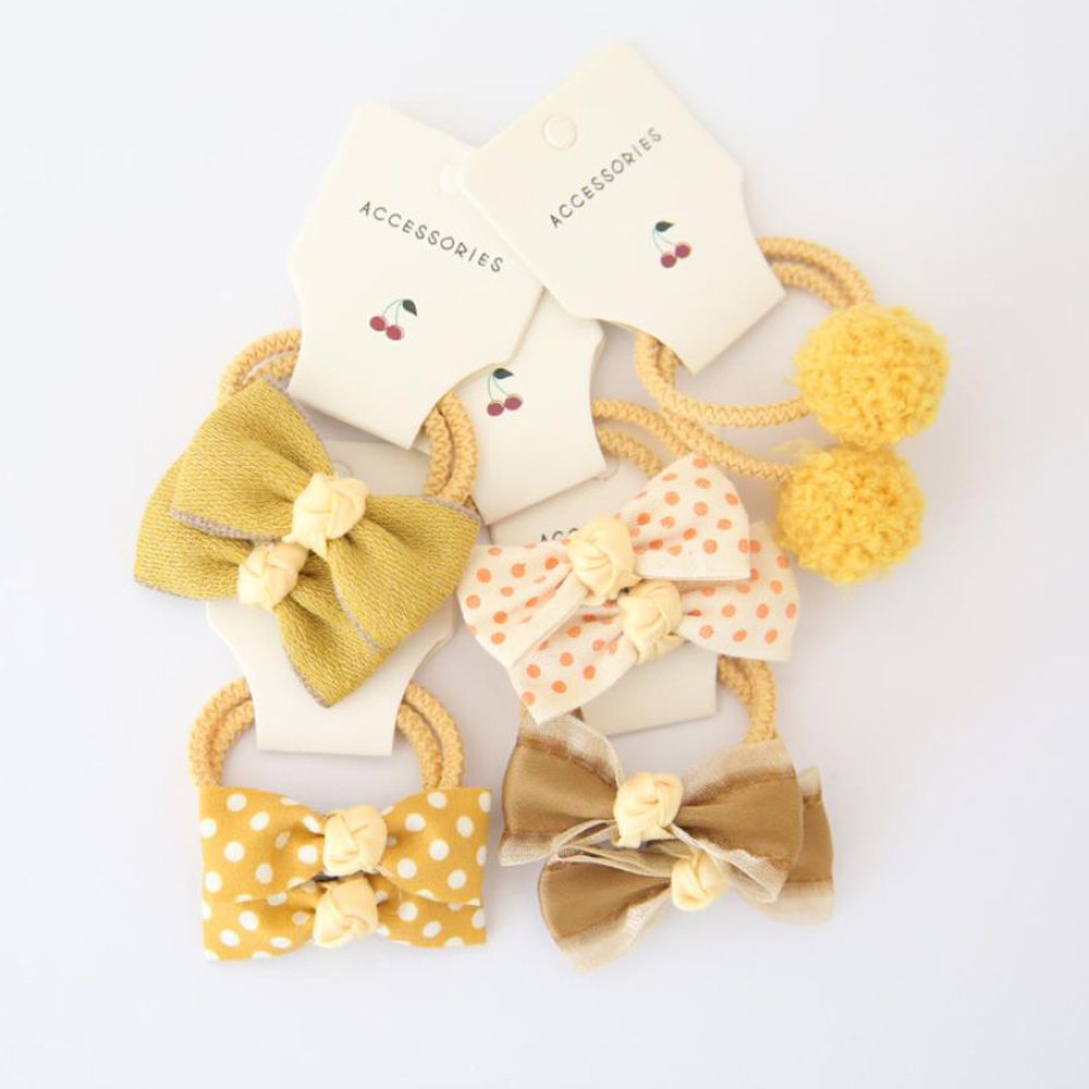 Cinta de goma elástica con lazo para niña y niño, lazos para el pelo de princesa, accesorios para el cabello de flores, Bola de felpa pequeña, 10 piezas: yellow