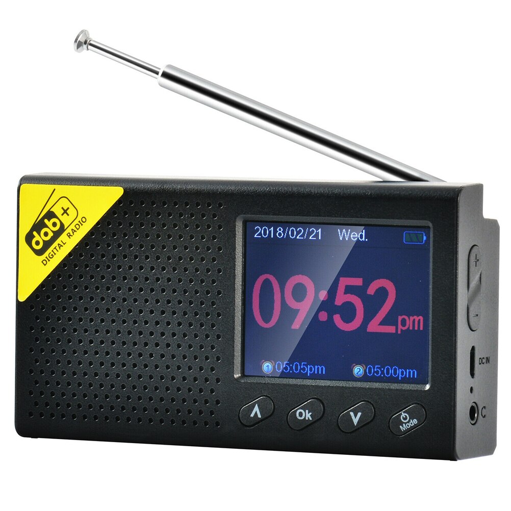 Radio Digital Bluetooth con receptor DAB/DAB + y FM, portátil, recargable, pantalla TFT LCD de 2,4 pulgadas, receptor de Radio FM