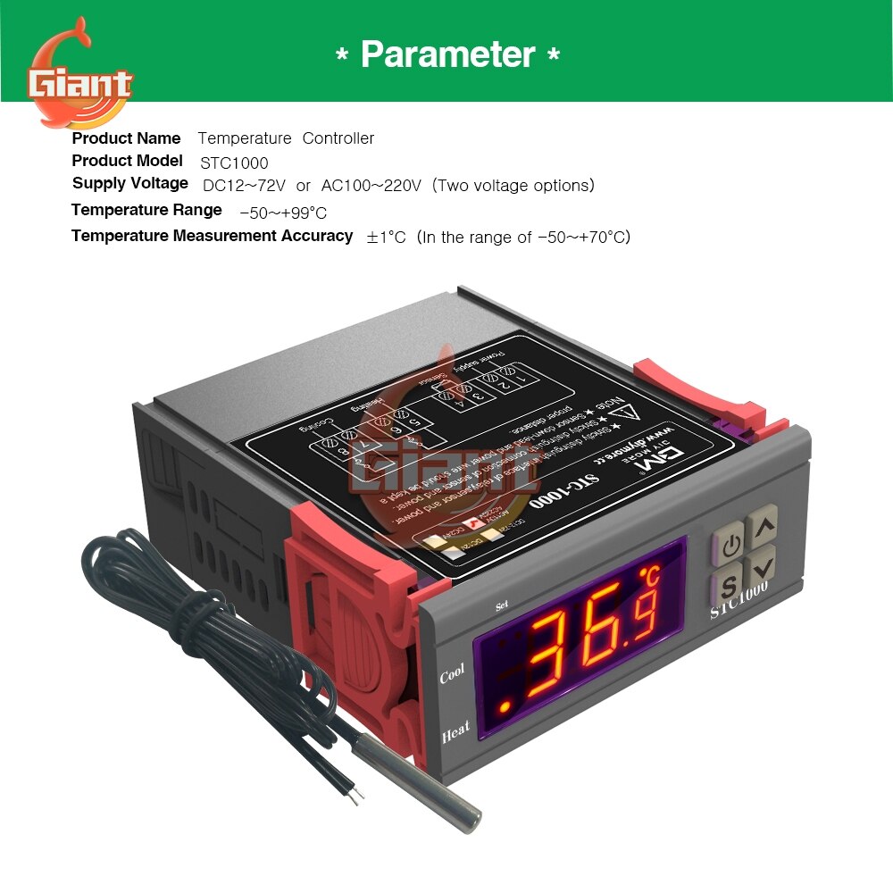 STC-1000 Digitale Regolatore di Temperatura del Termostato Termoregolatore Relè di Riscaldamento di Controllo di Raffreddamento per Incubatrice 12V 24V 110V 220V