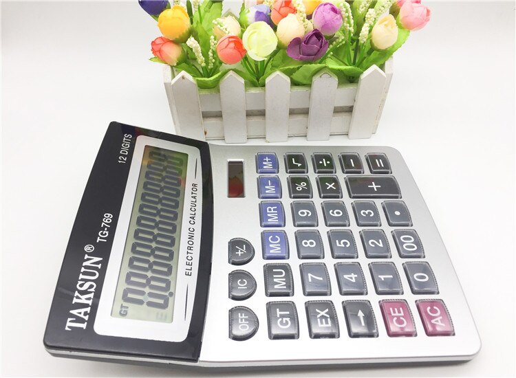 Calculadora de vidrio solar de 12 dígitos tg-769, libro con Gemini británico, computadora solar, calculadora de plástico para estudiantes, calculadora bonita