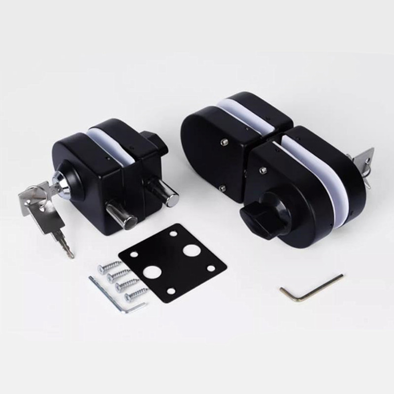 Black Non-perforated Glass Lock Single/double Glass Door Lock Stainless Steel Bathroom Door Lock Home Hardware Door Accessories