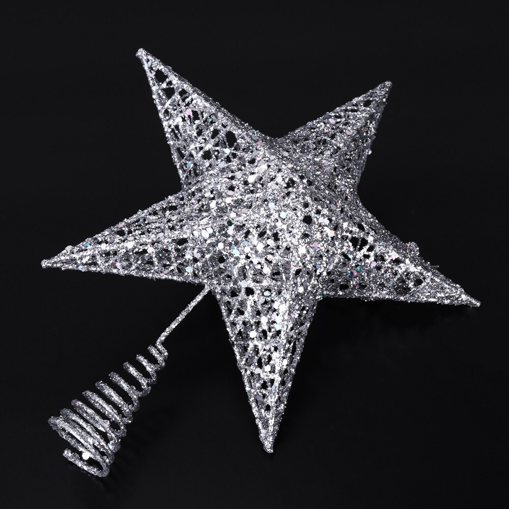 NICEXMAS 20cm Silver Star Tree Topper Exquisite Shimmery Star Christmas Tree Topper Christmas Tree Decoration 5 Point Star Treet