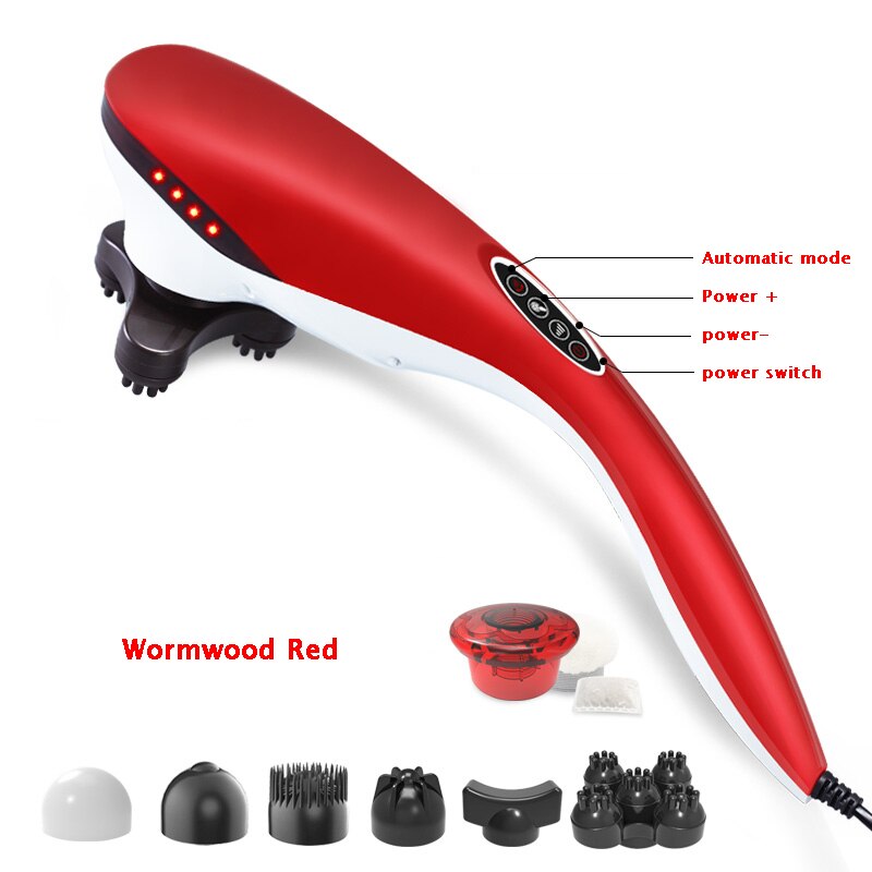 Machine de massage électrique multifonction en forme de dauphin, avec marteau, à chocs infrarouges, pour le cou et le soulagement de la douleur: Wormwood Red