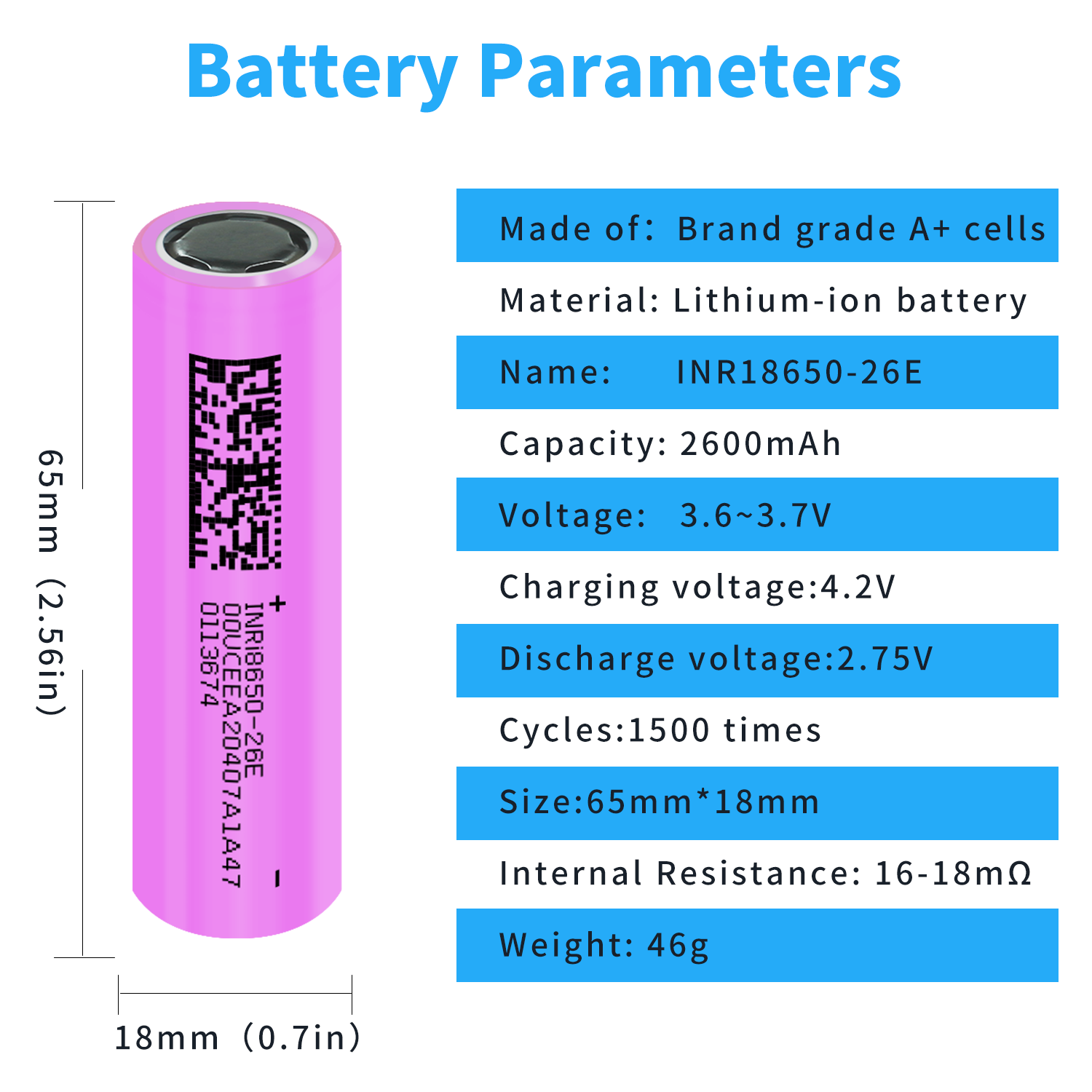 18650 2600mAh Battery 3.7V Discharge Lithium Ion Rechargeable Battery for Powerbank Lamp Flashlight 18650 26E/35E Batteries