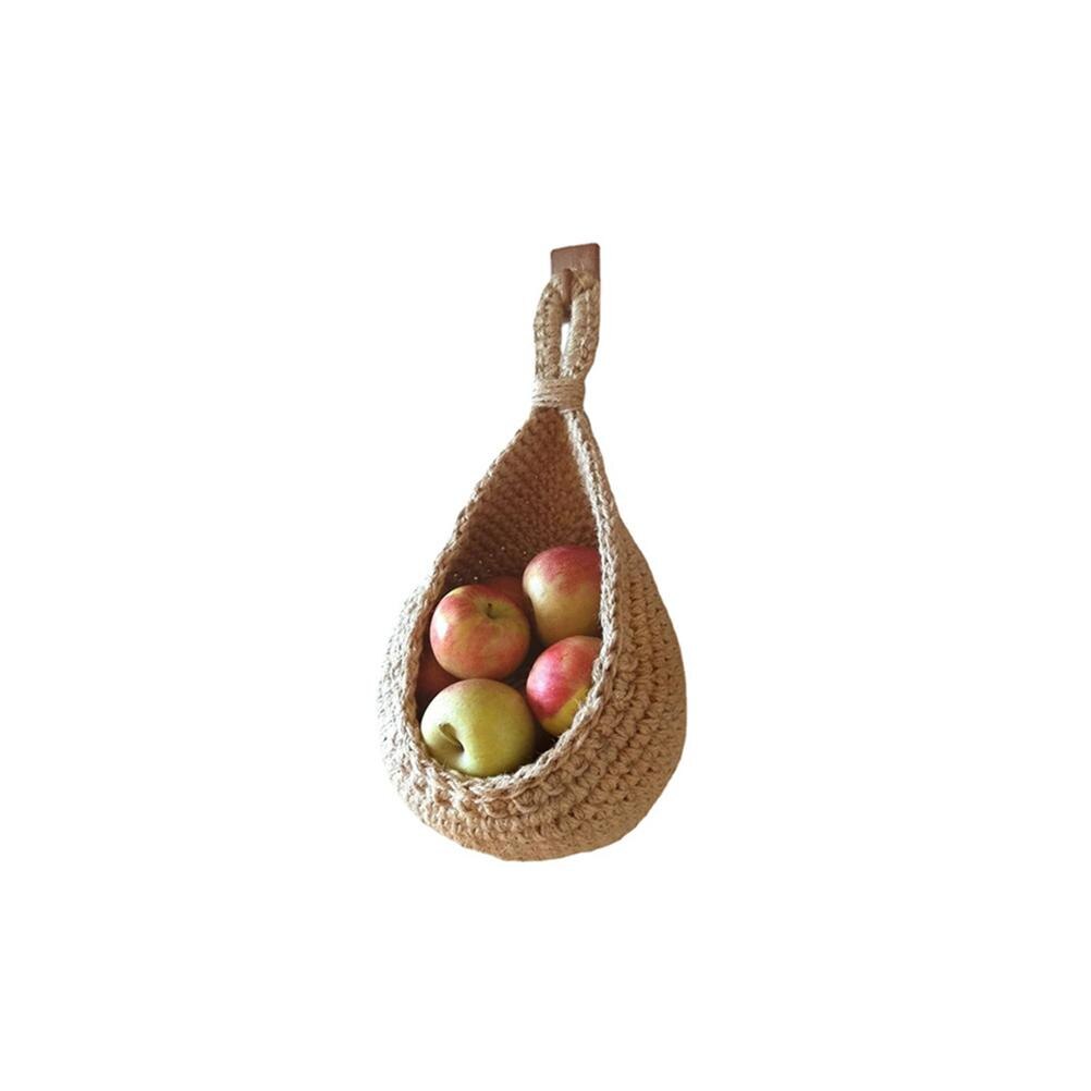 Hanging Wall Vegetable Fruit Basket Kitchen Hanging Storage Farm House Basket Bohemian Handwoven Wall Mount Fruit Veggie Basket: mini 