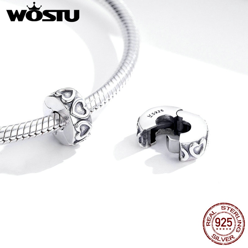 WOSTU – perles d&#39;espacement en argent Sterling breloque en forme de cœur, adaptées aux bracelets originaux, accessoires de bijouterie, FIC1557