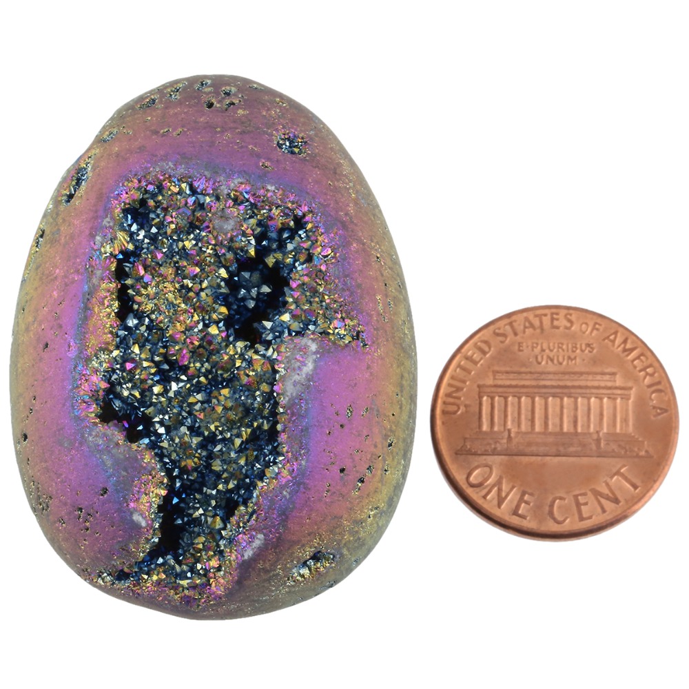 TUMBEELLUWA Titanium Coated Druzy Geode Sphere,Crystal Quartz Agate Gem Stone Egg/Ball,Sculpture Figurine Healing