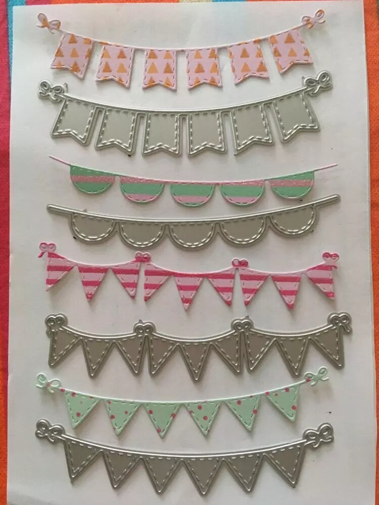 4 pièces bannières d'anniversaire matrices de découpe en métal bricolage Scrapbooking modèle pour Albums papier décor artisanat matrices artisanat cartes de voeux