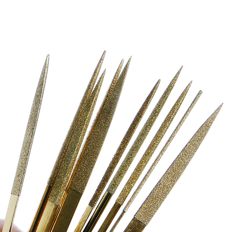 Set van 10 platte vijlen met titanium diamantcoating voor metaalbewerkingsgereedschap  l4mf
