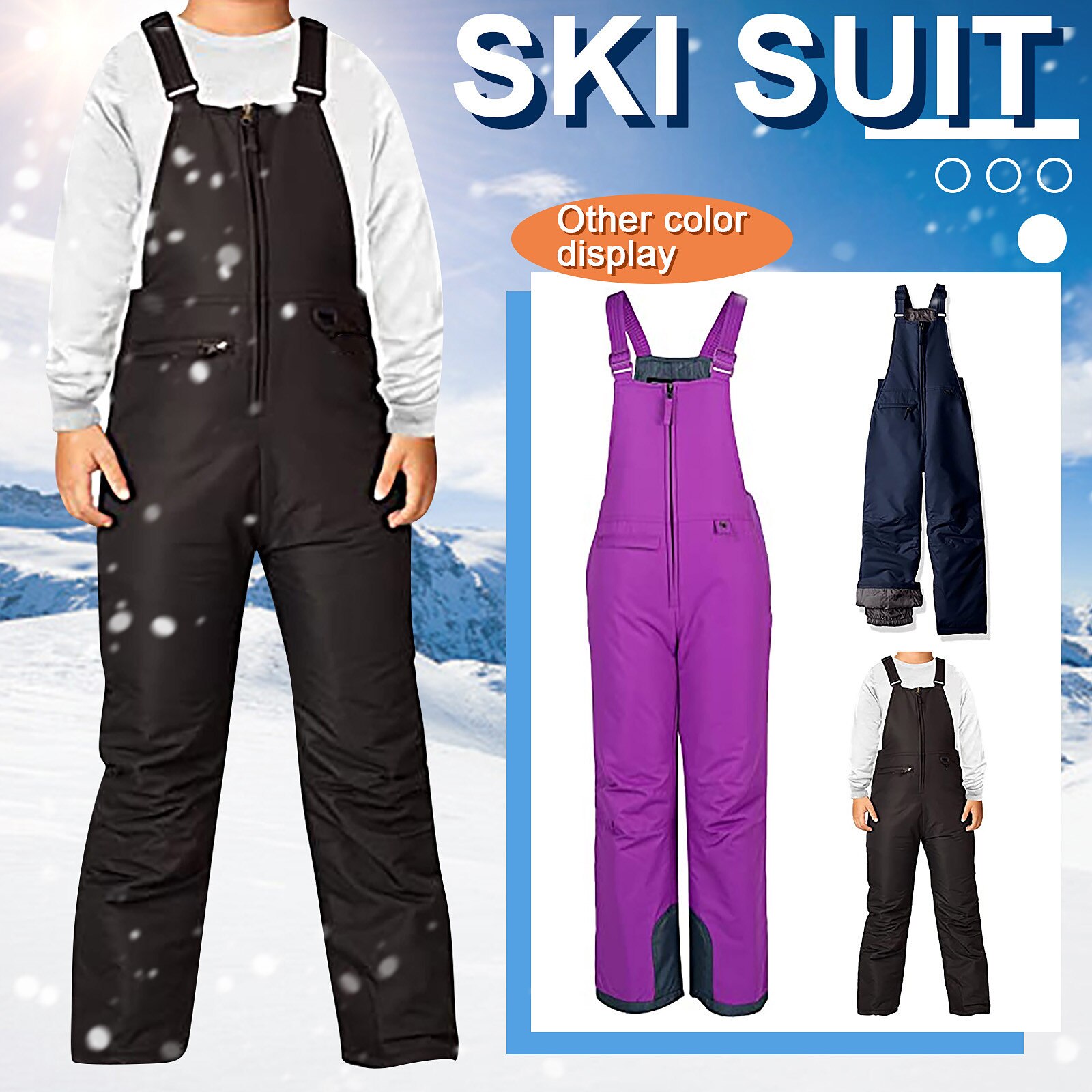 Children Winter Plush Warm Ski Suit Infant/child Ski Wear Infant/toddler Chest High Snow Bib Overalls Ski Clothing Fastship