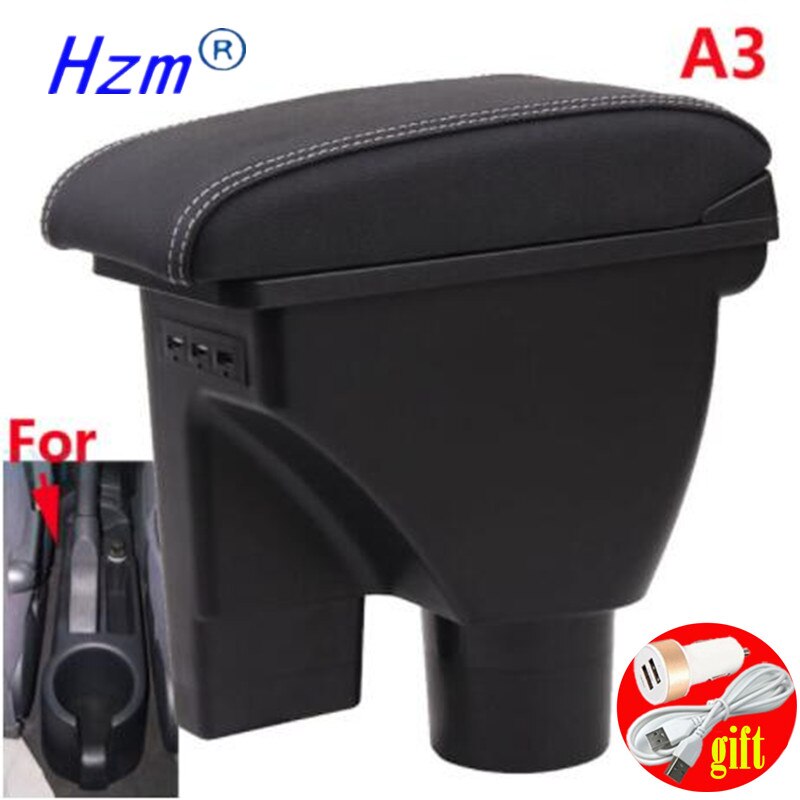 Dla HYUNDAI Getz podłokietnik części robić modernizacji dedykowany podłokietnik samochdoowy centrum pudełko robić przechowywania samochód akcesoria zespół USB łatwy w instalacji: A3 czarny skórzany