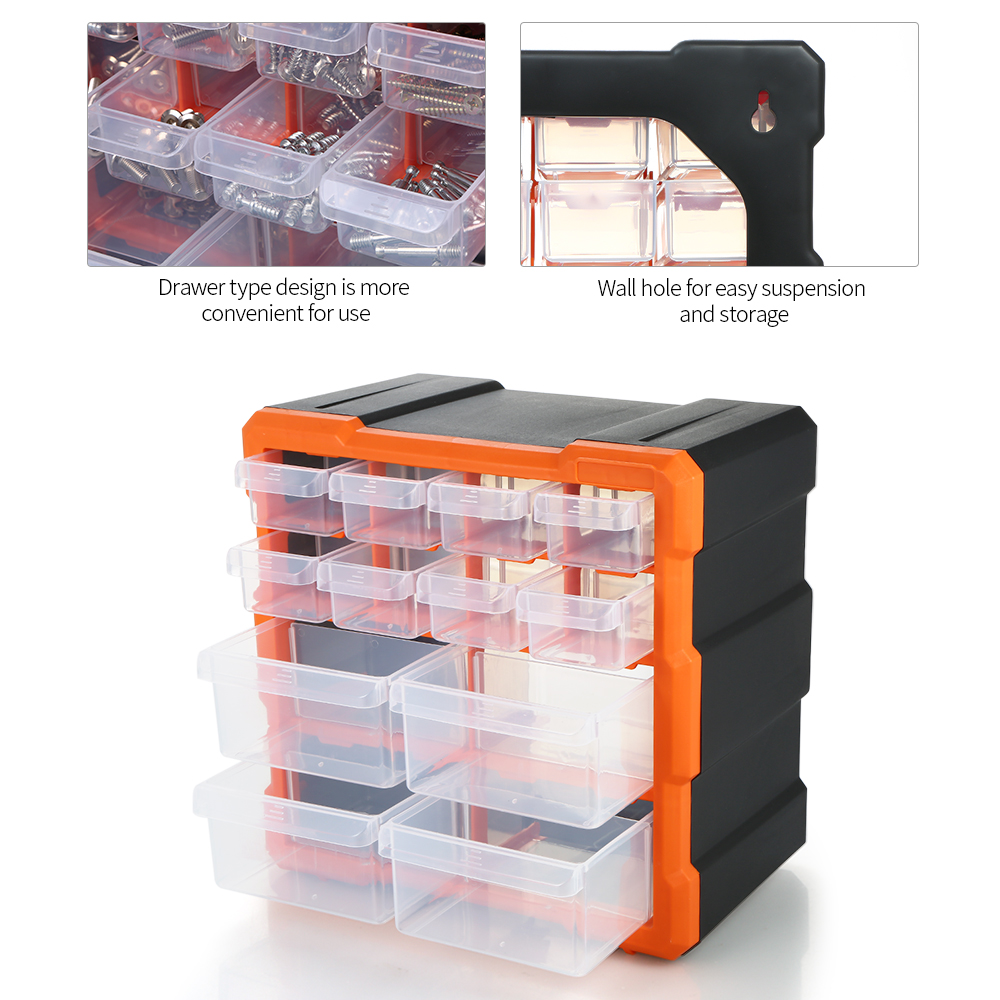 12 Multi-grids Drawer Parts Box Multiple Compartments Slot Hardware Box Organizer Tools Components Box Accessory Storage ToolBox