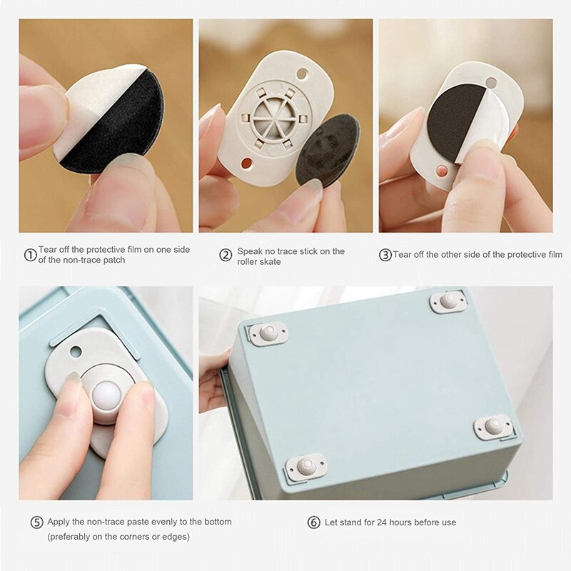 360 ° Roterende Wielen Mini Zwenkwielen Wielen, Universele Wielen Voor Meubels Diverse Opbergdozen (16 Pc)