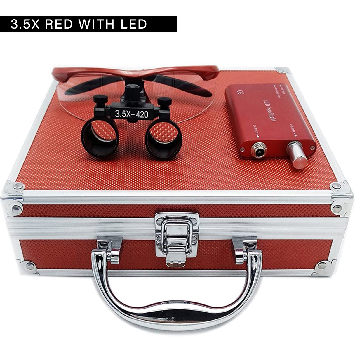 3W 2.5X/3.5X dental Loupes Magnifier Binocular Surgery Surgical Operation Loupe with Spotlight LED Headlight Magnifying Glass: Pink