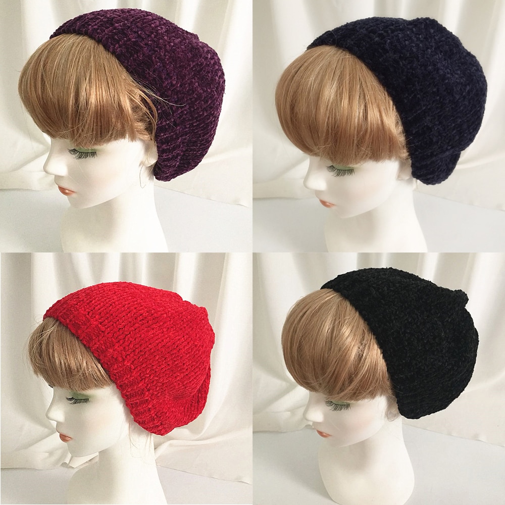 Women Chenille Berets Autumn Winter Warm Female Cap Sweet Painter Hats Eleghant Ladies Berets Hats Solid Color Cap