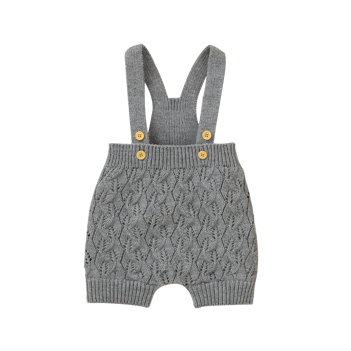 Focusnorm herfst winter baby meisjes jongens gebreide overalls rompers effen knoop warme jumpsuits 0-24m 4 kleuren: Grijs / 18m