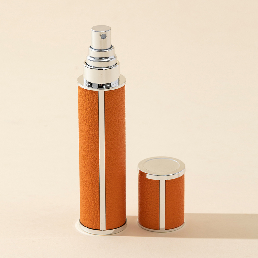 10ml leren parfumverstuivers, draagbare flesjes voor vloeibare cosmetica, mini-parfumflesjes voor op reis, navulbare lege spuitfles: Oranje