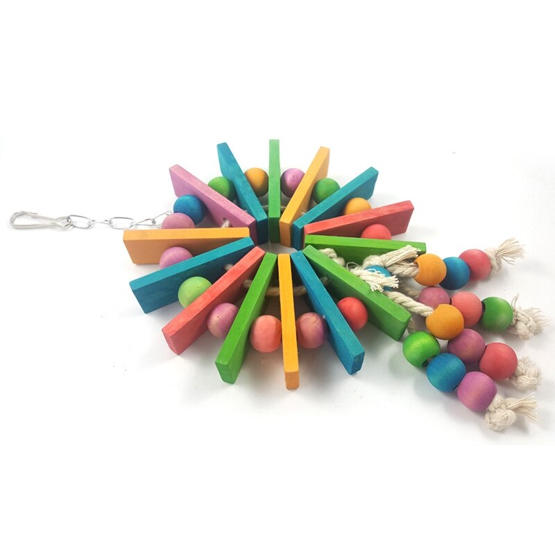 Pet Parrot Toys Wooden Hanging Cage Toys for Parrots Bird Funny Hanging Standing Toy Pet Bird Training Supplies: Default Title