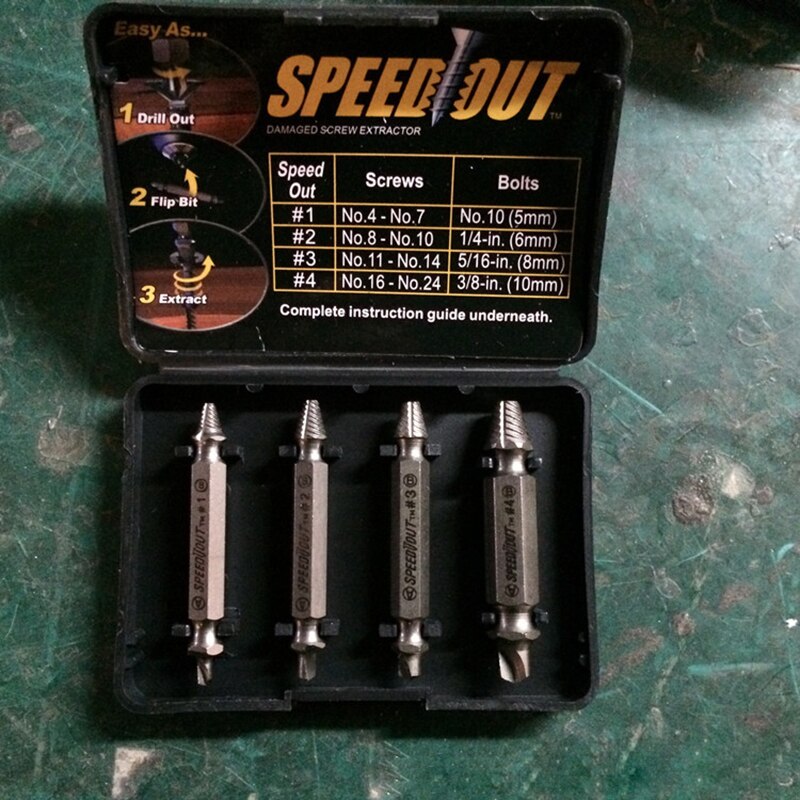 Accessoires de tournevis, forage, extracteur de vis endommagé, extracteur de boulon cassé manuel Kit d'outils pour enlever les goujons 4 pièces