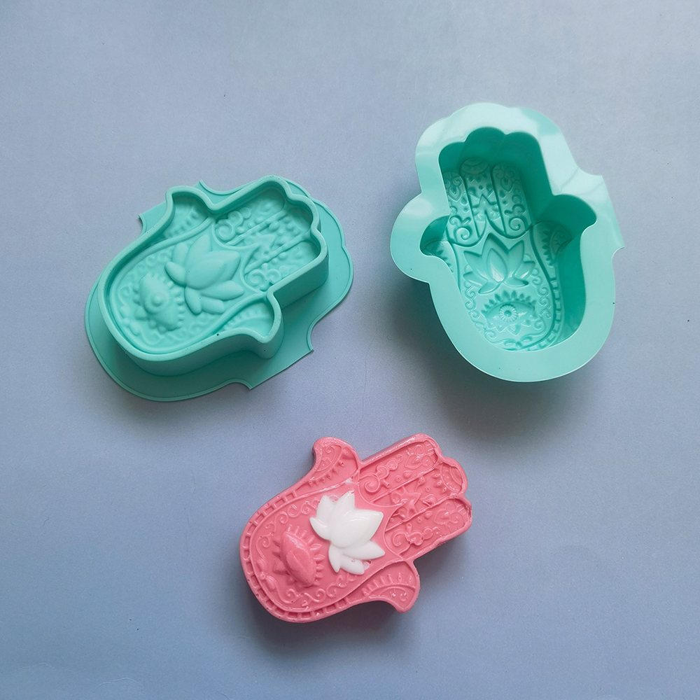 Moldes de silicona para jabón, molde hecho a mano para jabones de baño en forma de palma, suministros de cera, molde para hacer velas, 2/4 Uds.