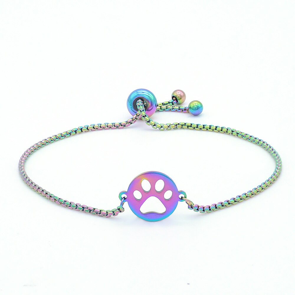 Echt Edelstahl Regenbogen Bunte Hund Pfote Charme Armbänder für Frauen Schmuck Armbänder: Default Title