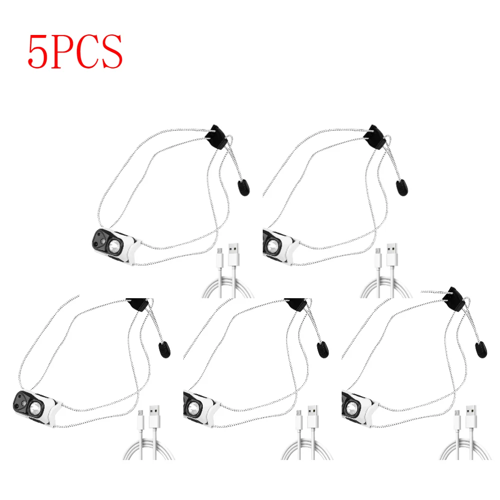 LED-koplamp Werkkoplamp USB Oplaadbare Waterdichte Hoofdlamp Ultralight Bewegingssensor Koplamp voor Kamperen Wandelen Vissen: RGB