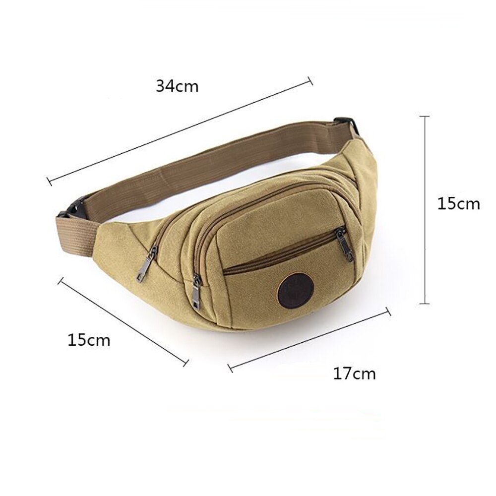 Sac banane en toile de grande capacité pour homme et femme, couleur unie, idéal pour les voyages en plein air