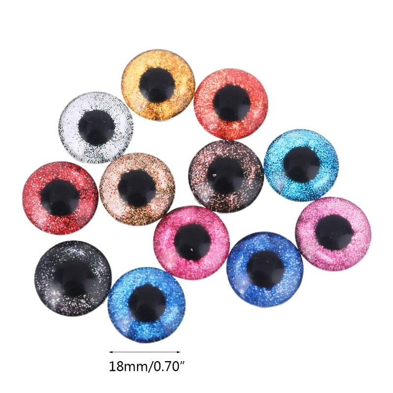 20 sztuk szklane lalki oko DIY rzemiosło gałki oczne dla zwierząt dinozaurów oczy akcesoria B2QD: 5AC105206 18mm