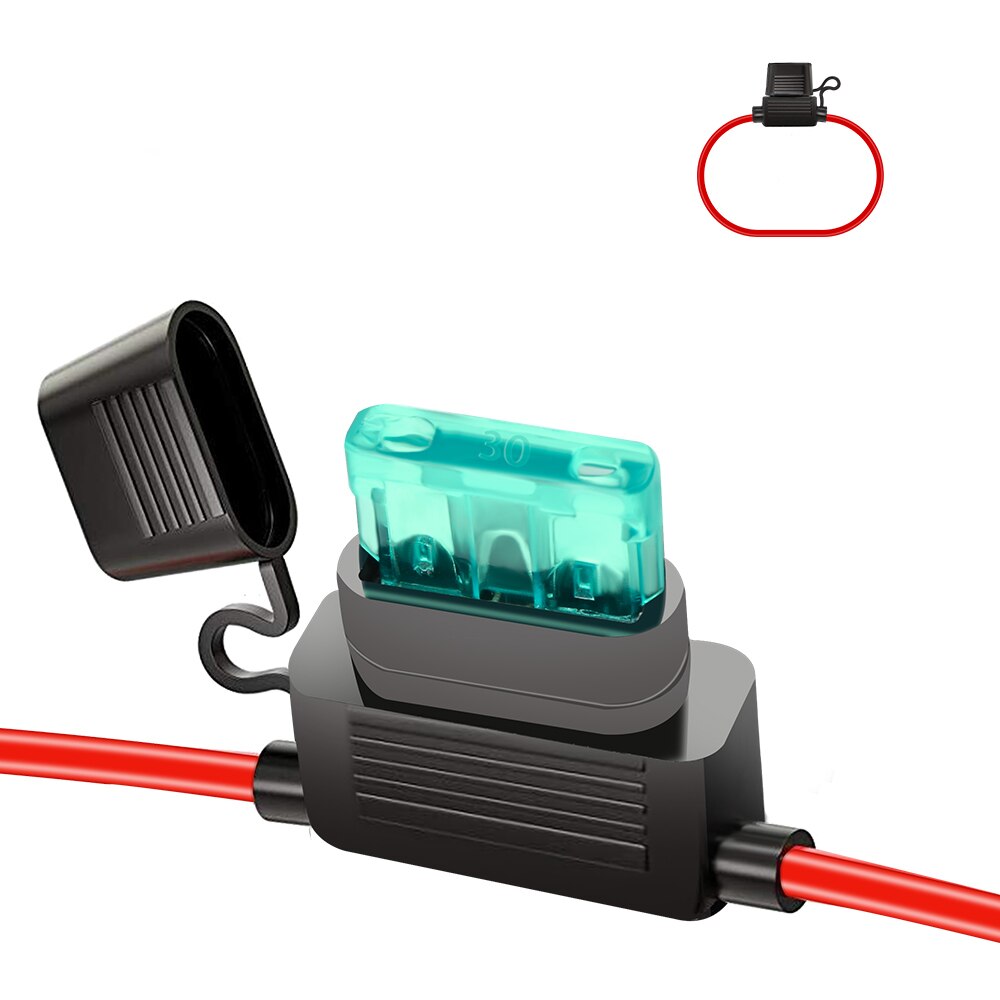 YUNPICAR ATC/ATO 15A 30A In-Line Fuse Holder 16 Gauge Wiring Harness 12V Standard Plug Socket Pack of 1: 30A
